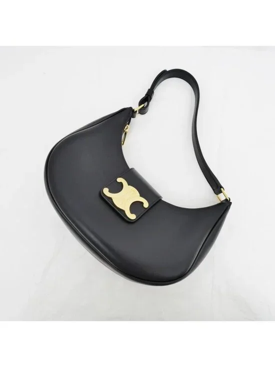 Celine Ava Medium Triomphe Shoulder Bag Black Gold Hardware - Picture 8 of 10